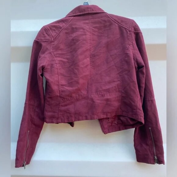 Suede maroon moto jacket - Picture 3 of 3